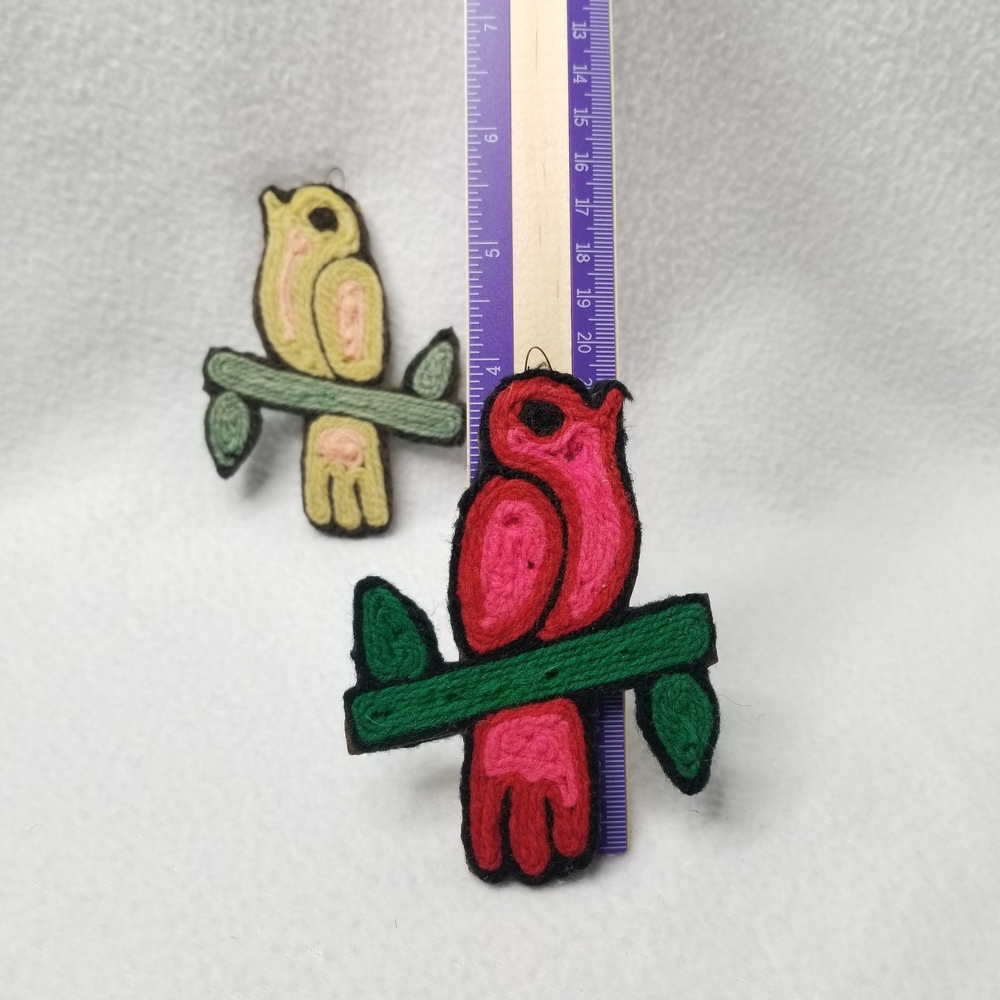 Colorful Bird Ornament Pair - Pink and Yellow - Picture 13 of 13